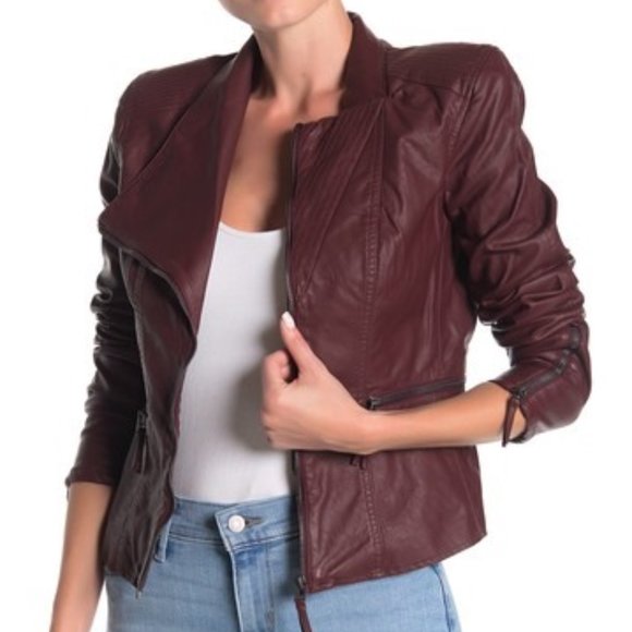 Neiman Marcus Jackets & Blazers - BLANKNYC  Denim Faux Leather Fitted Moto Jacket